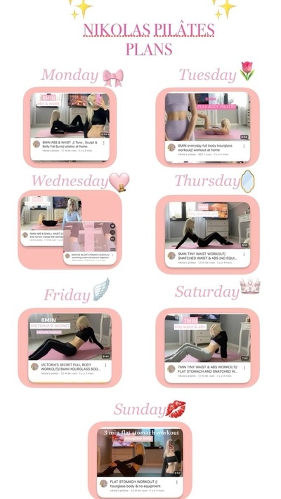 Pilates workout routine from Pinterest